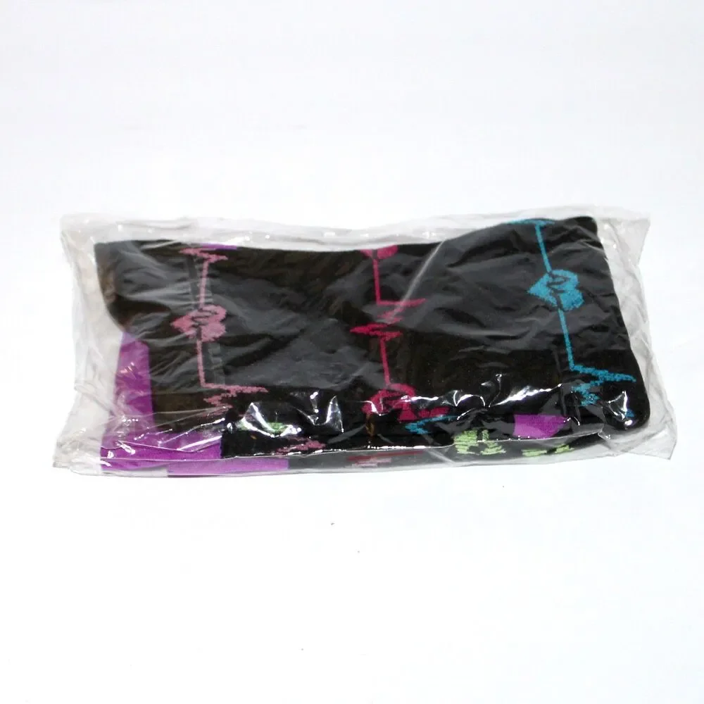 Compression Socks Small Medium Black Purple Heartbeat EKG NEW unisex